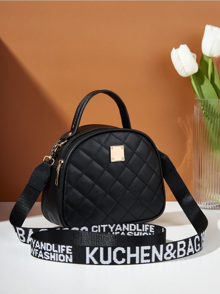 Mini Quilted Detail Metal Decor Dome Bag