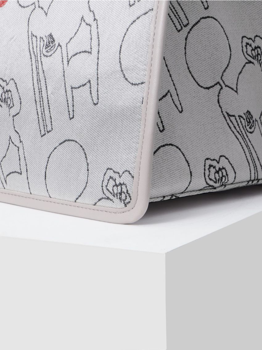 PREMIUM ABSTRACT PRINT CONTRAST BINDING TOP HANDLE BAG