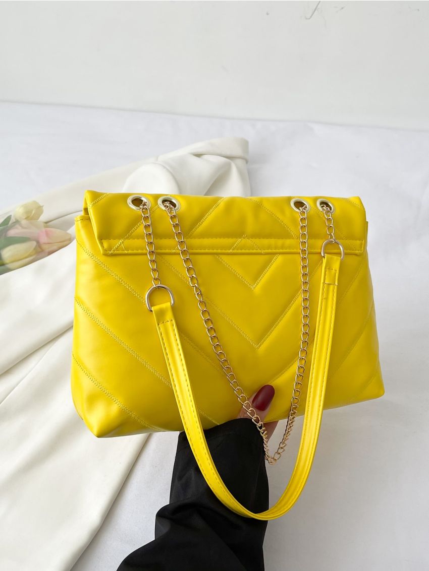 Chevron Flap Square Bag