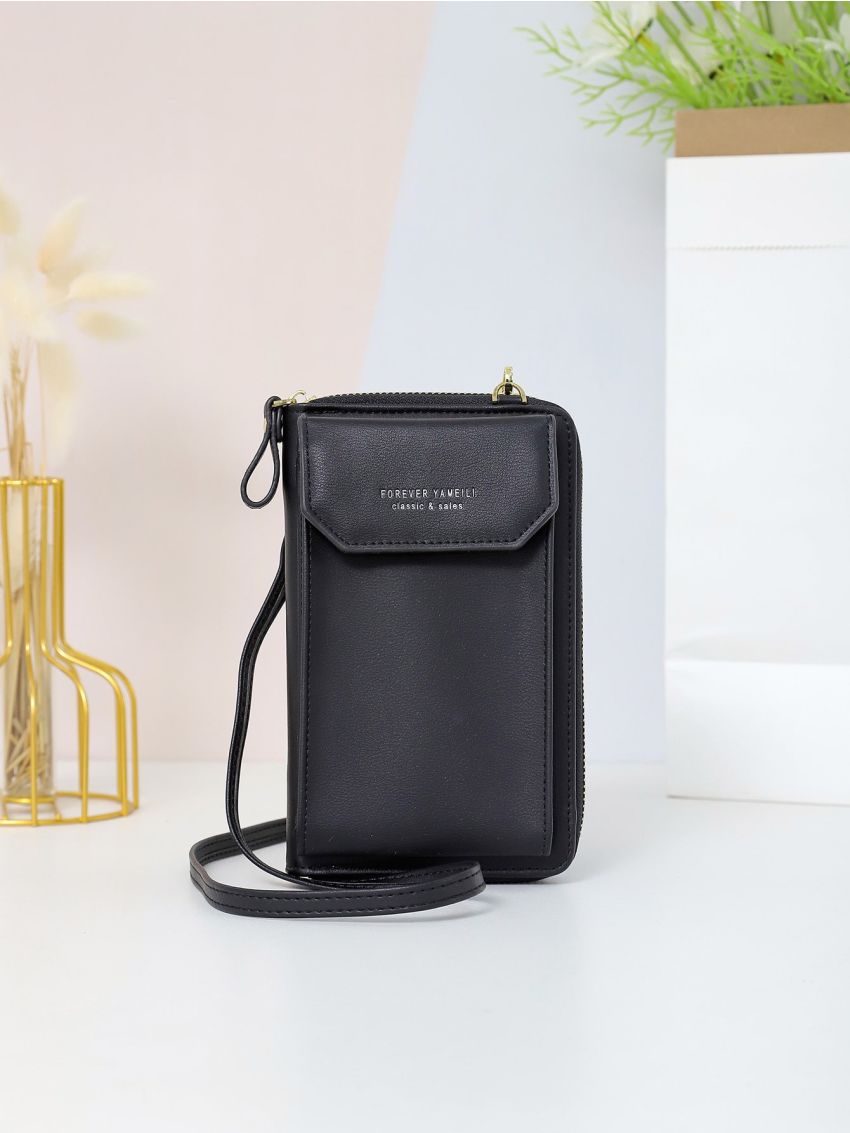 Letter Graphic Flap Phone Wallet