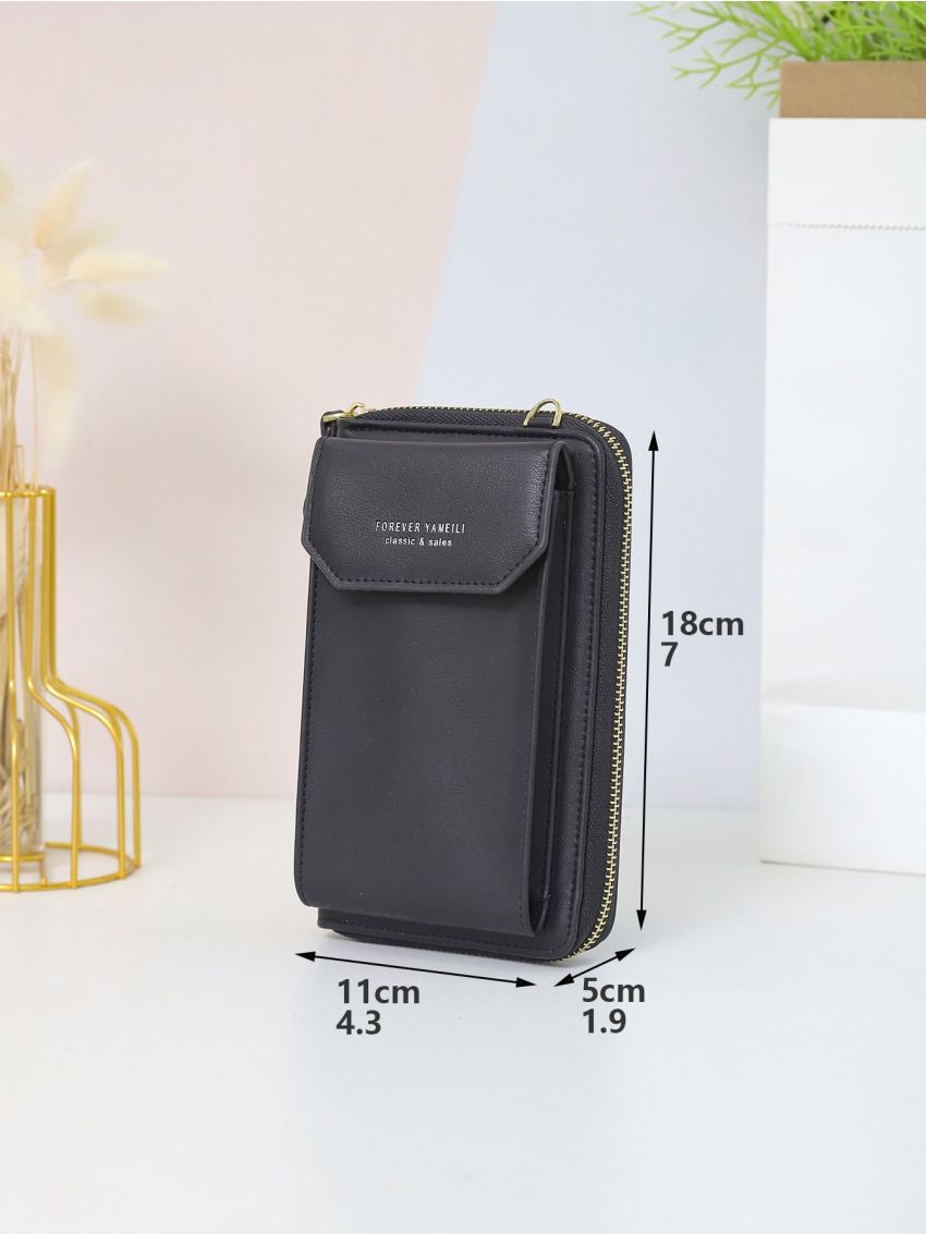 Letter Graphic Flap Phone Wallet