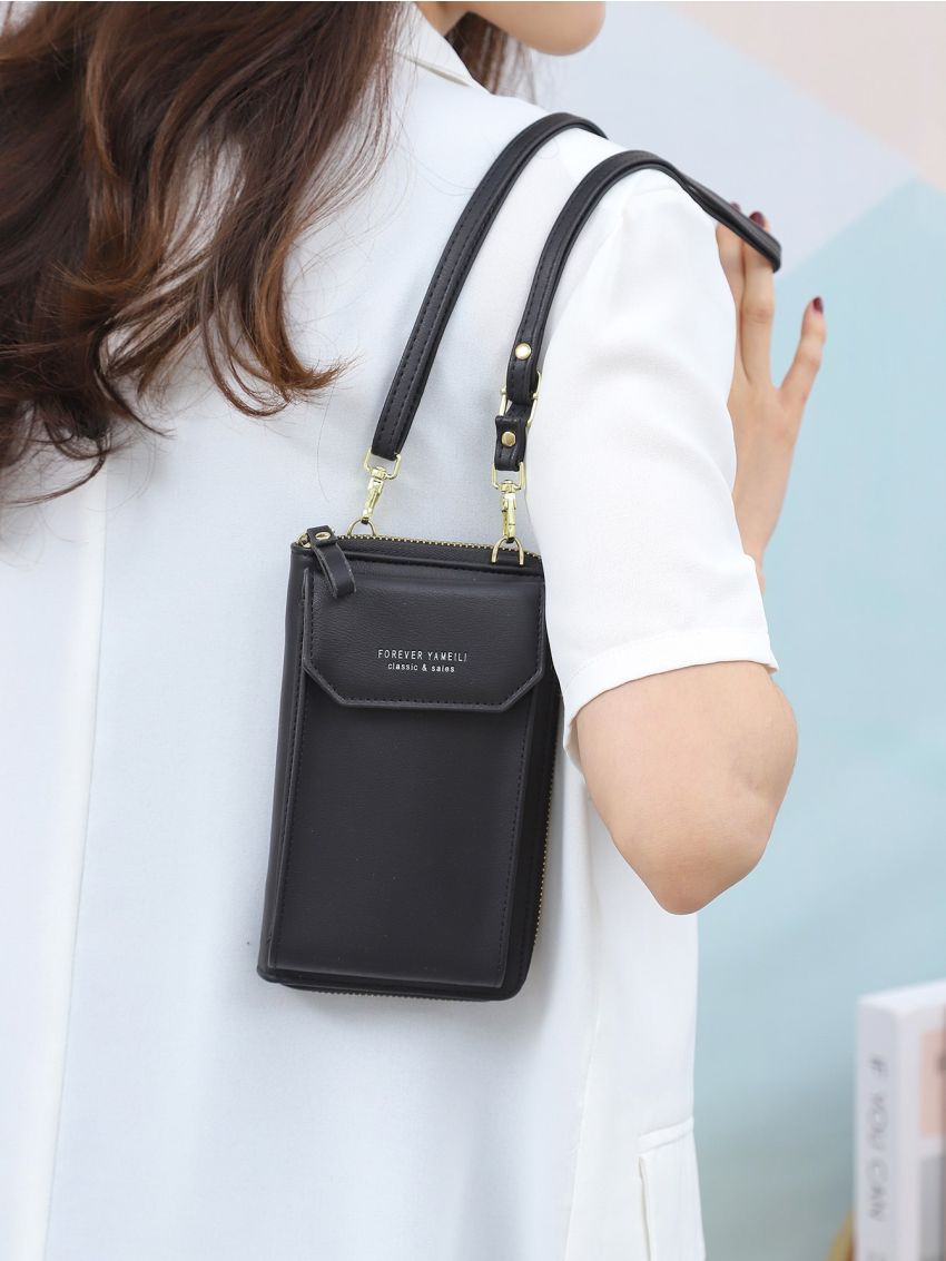 Letter Graphic Flap Phone Wallet