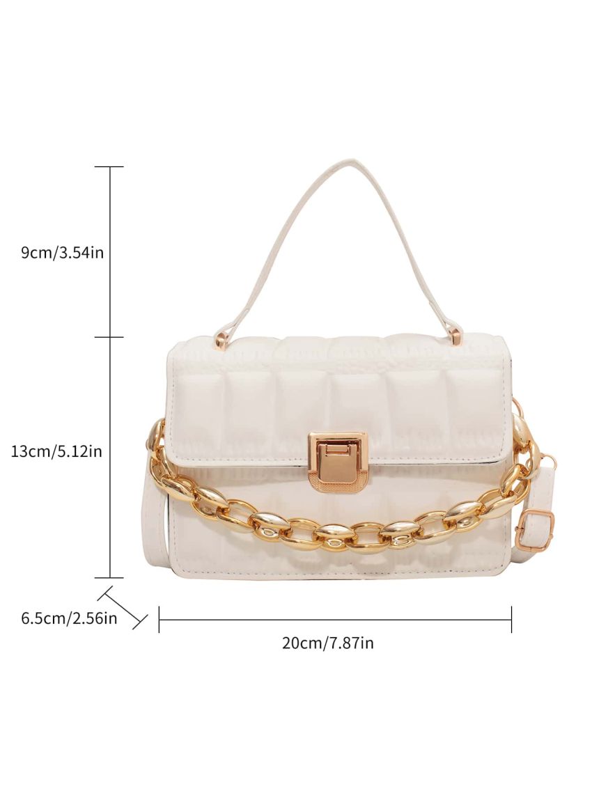 Mini Embossed Detail Chain Flap Square Bag