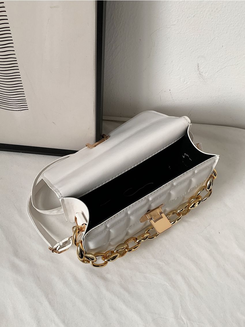 Mini Embossed Detail Chain Flap Square Bag