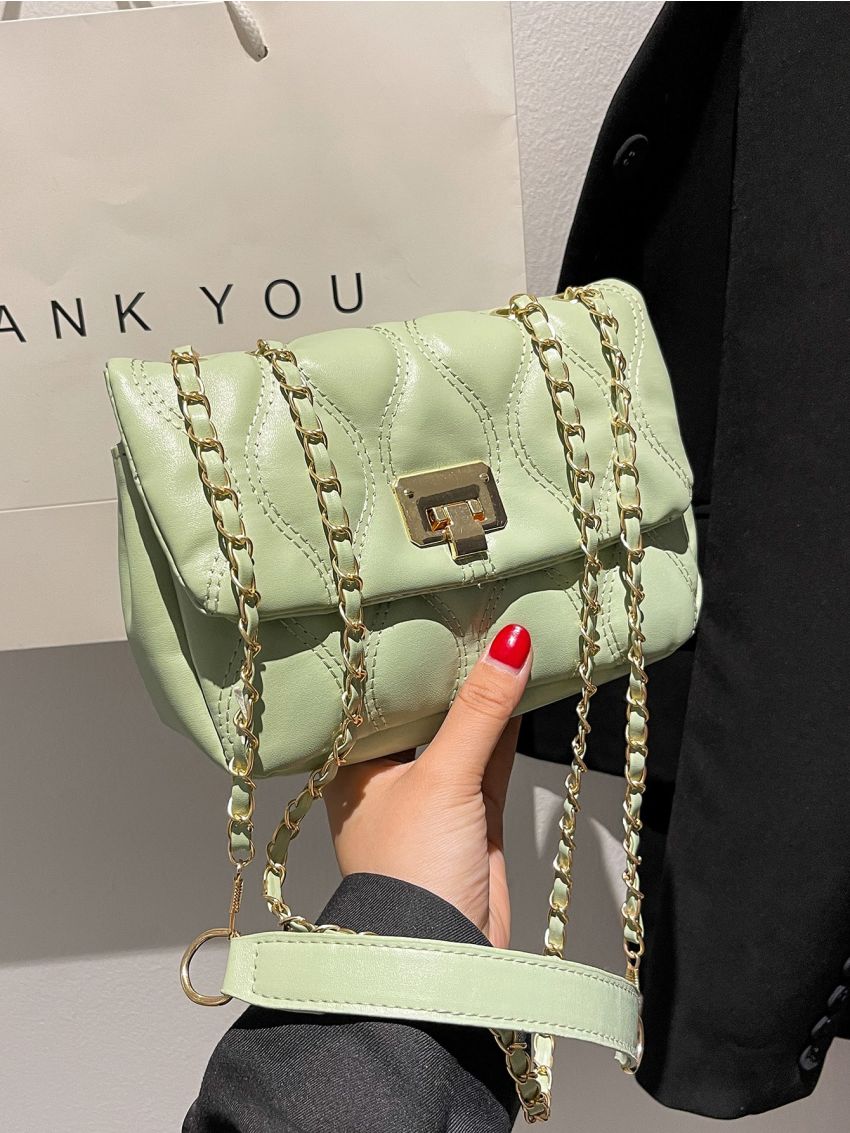 Quilted Flap Chain Square Bag