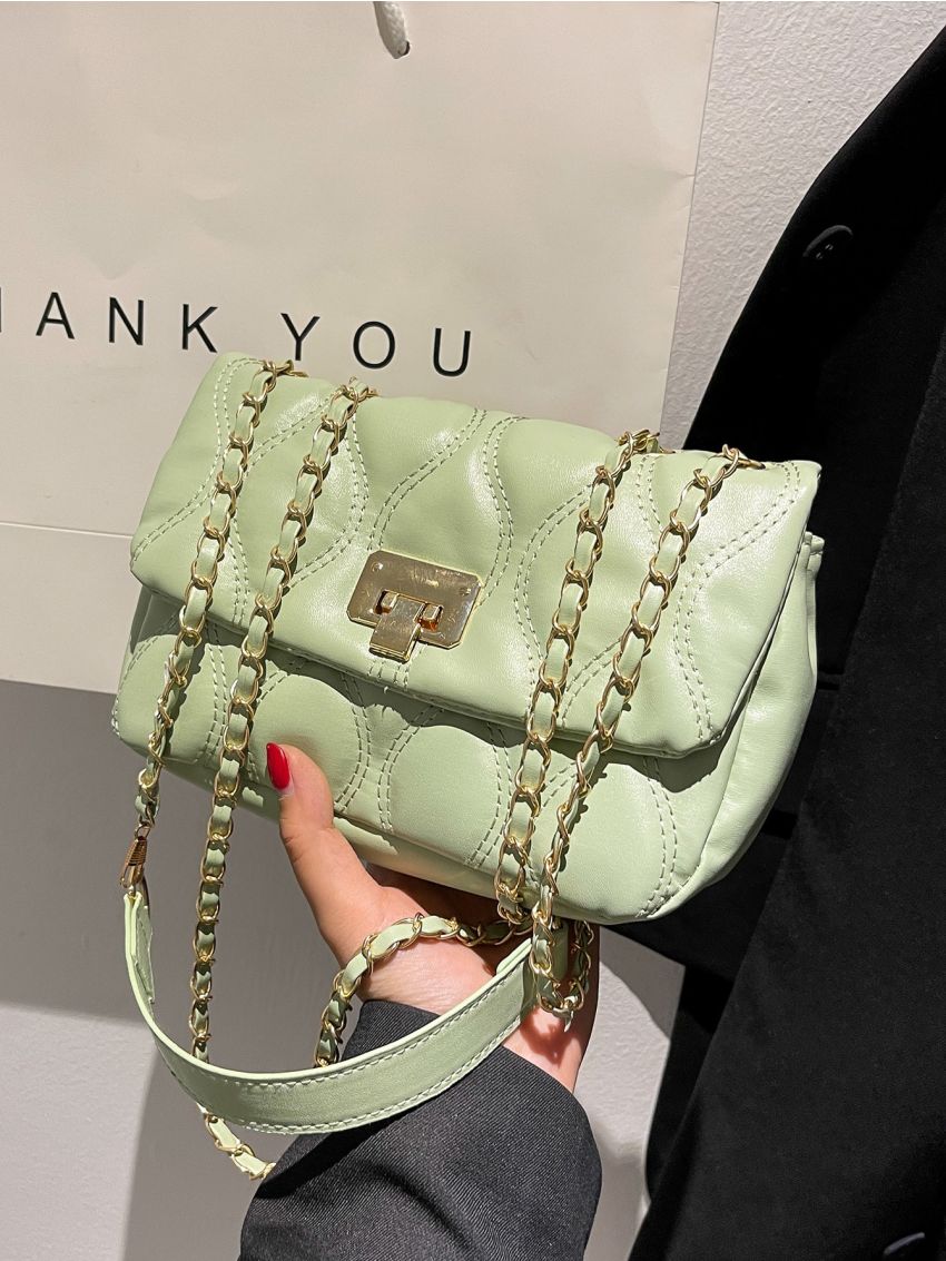 Quilted Flap Chain Square Bag