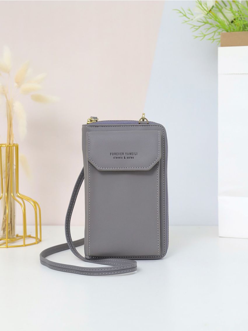 Letter Graphic Flap Phone Wallet