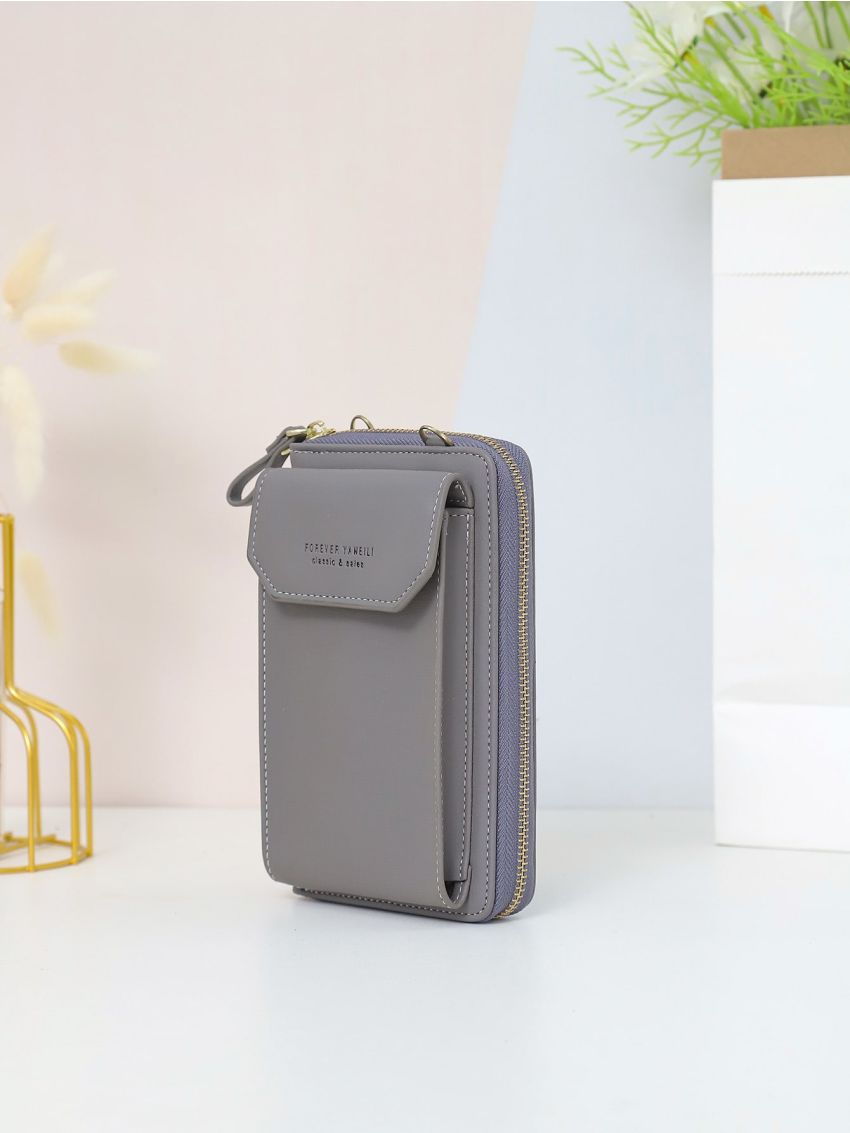 Letter Graphic Flap Phone Wallet