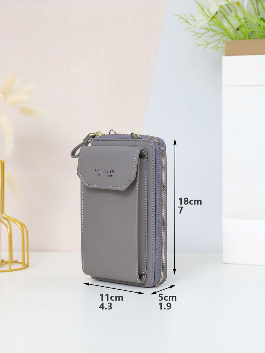 Letter Graphic Flap Phone Wallet