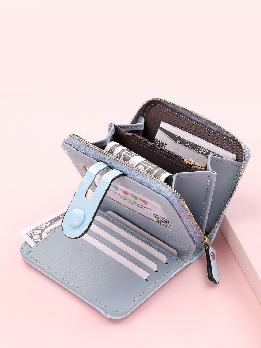 Quilted Snap Button Small Wallet