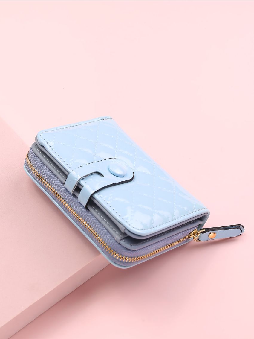 Quilted Snap Button Small Wallet