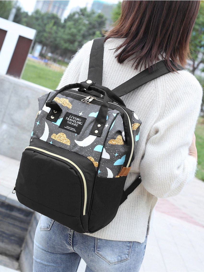 Moon & Cloud Graphic Pocket Front Backpack