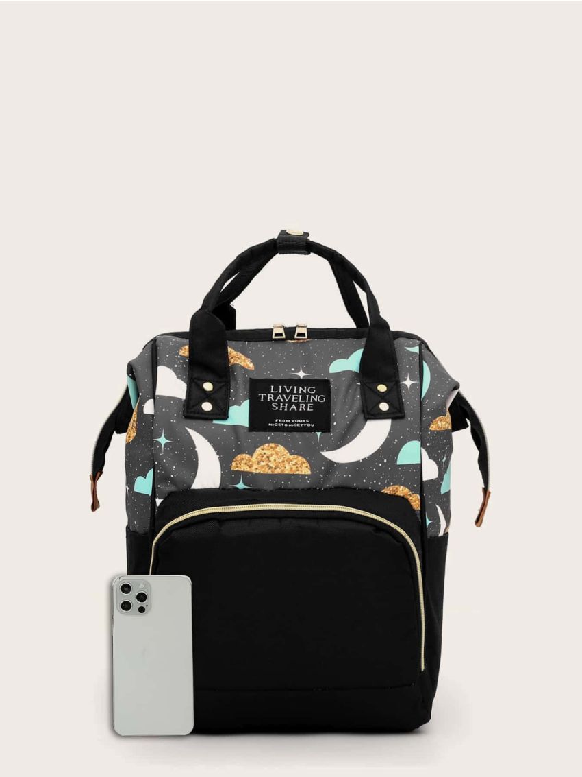 Moon & Cloud Graphic Pocket Front Backpack