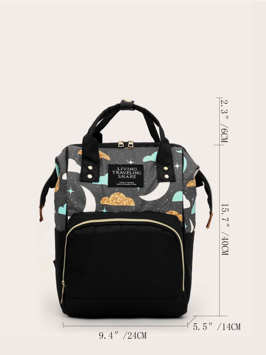 Moon & Cloud Graphic Pocket Front Backpack