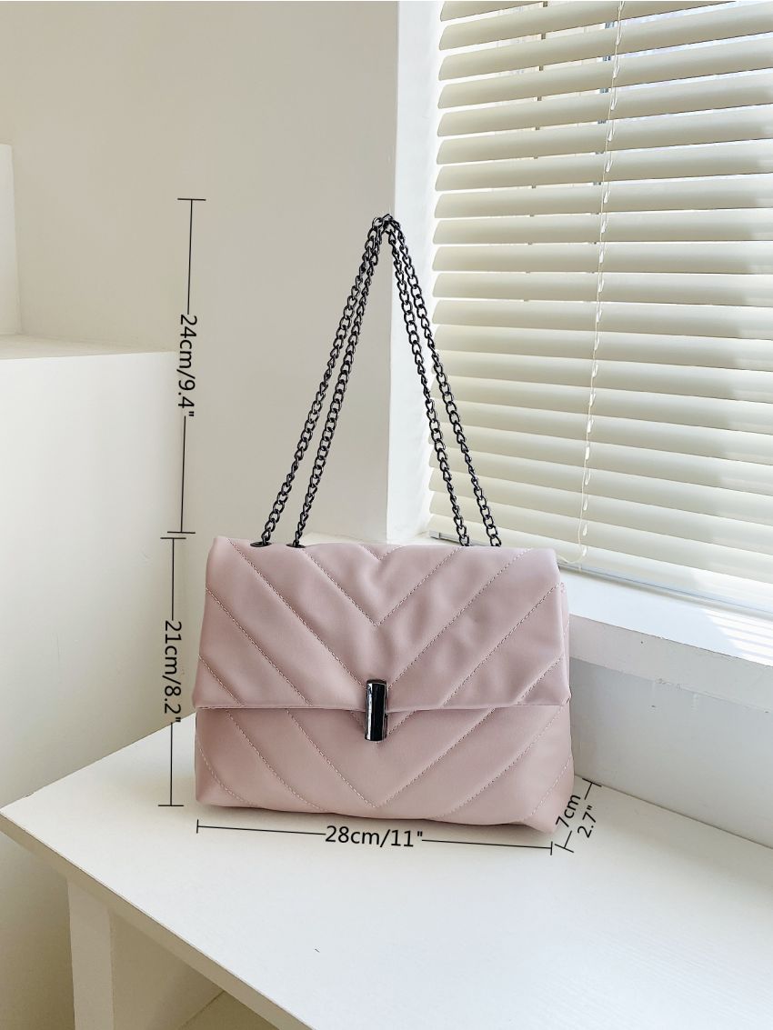 Chevron Flap Chain Bag