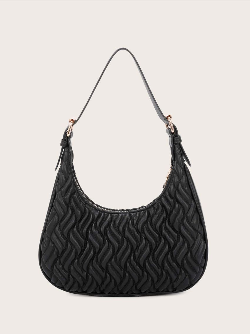 Quilted Metal Decor Baguette Bag