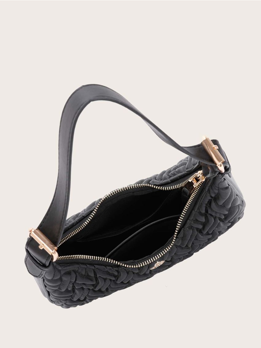 Quilted Metal Decor Baguette Bag