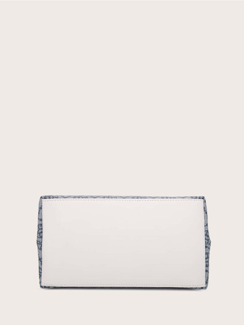 Letter Graphic Metal Decor Baguette Bag