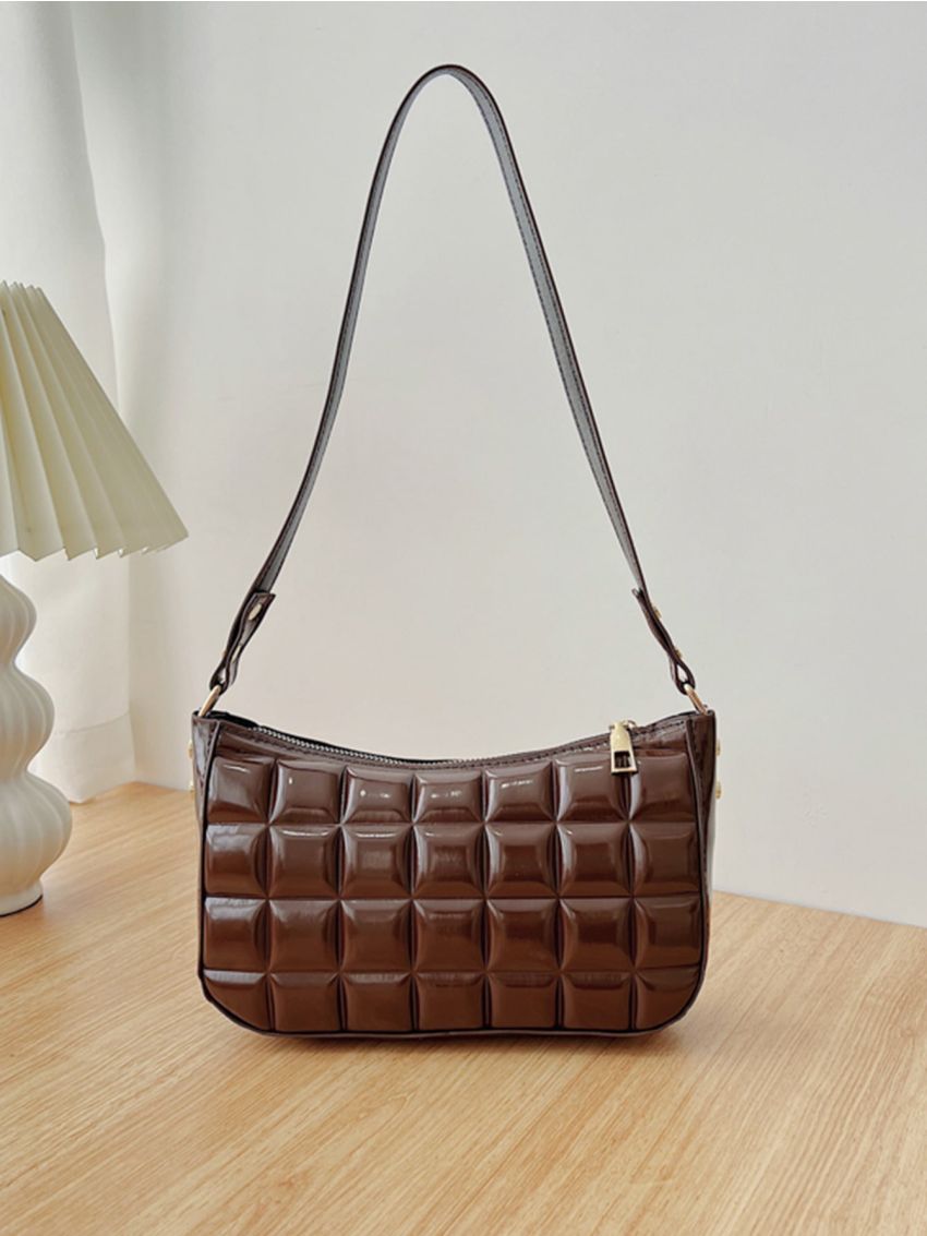 Minimalist Embossed Detail Baguette Bag