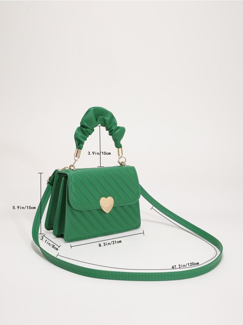 Quilted Heart Decor Flap Square Bag