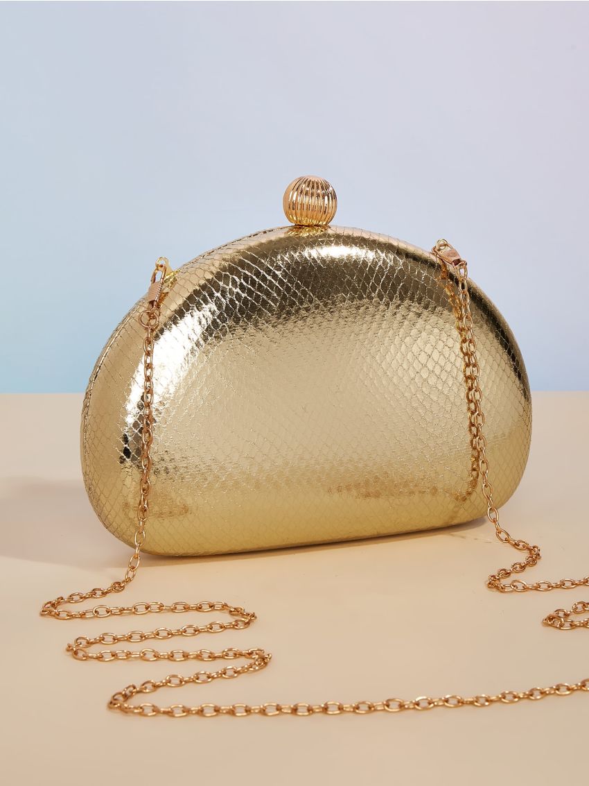 Mini Metallic Snakeskin Embossed Evening Bag