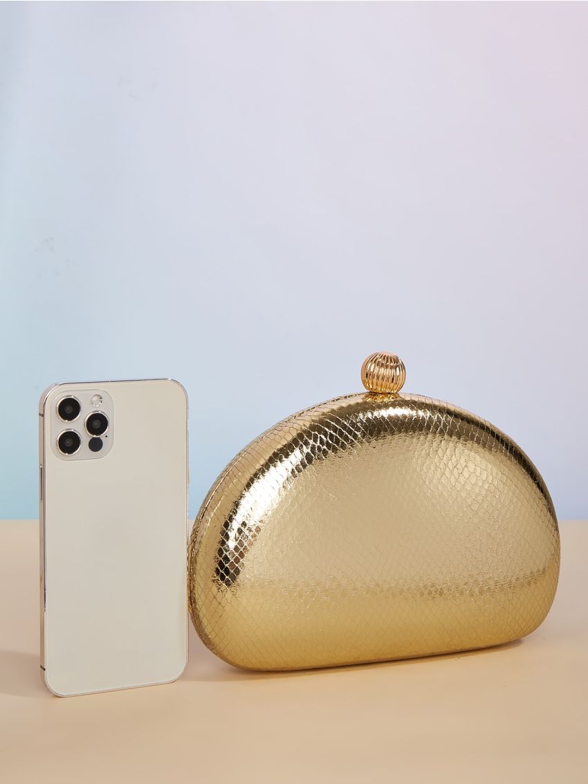Mini Metallic Snakeskin Embossed Evening Bag