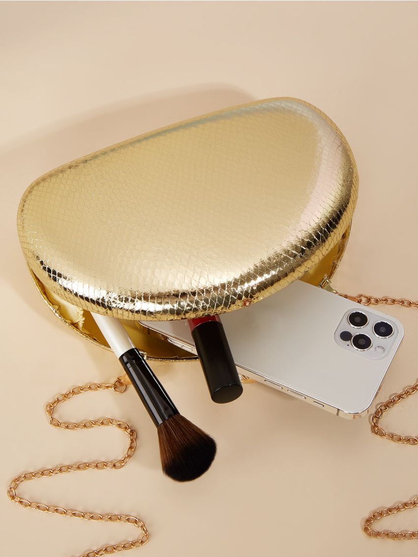 Mini Metallic Snakeskin Embossed Evening Bag