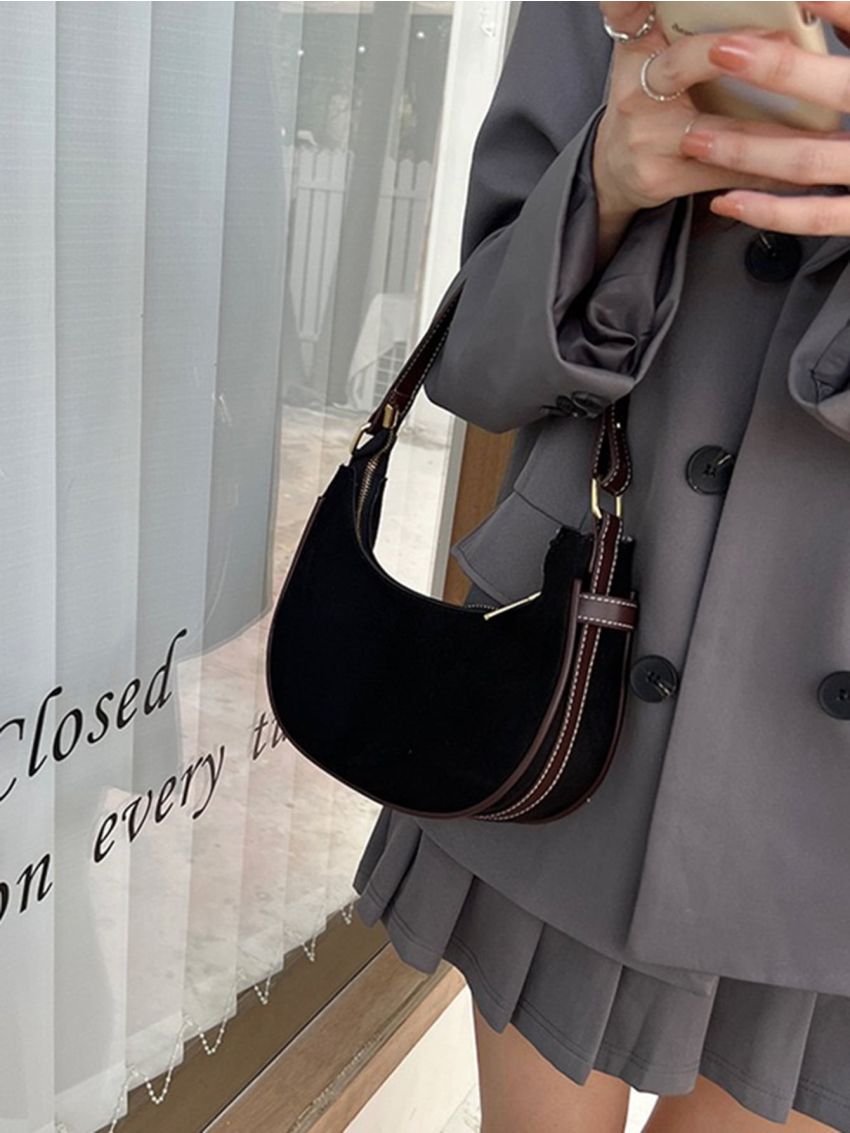 Color Block Baguette Bag