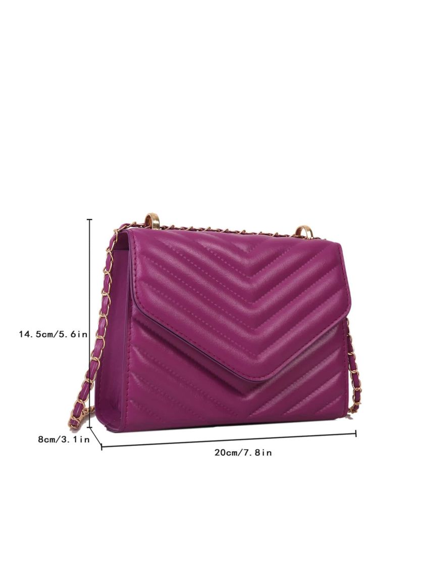Mini Quilted Pattern Flap Chain Square Bag