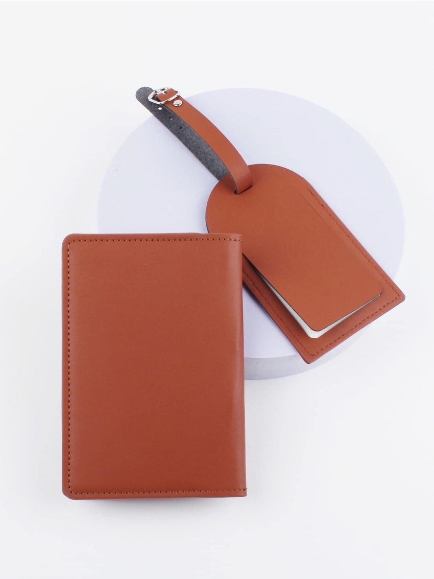 Letter Graphic Passport Case With Luggage Tag