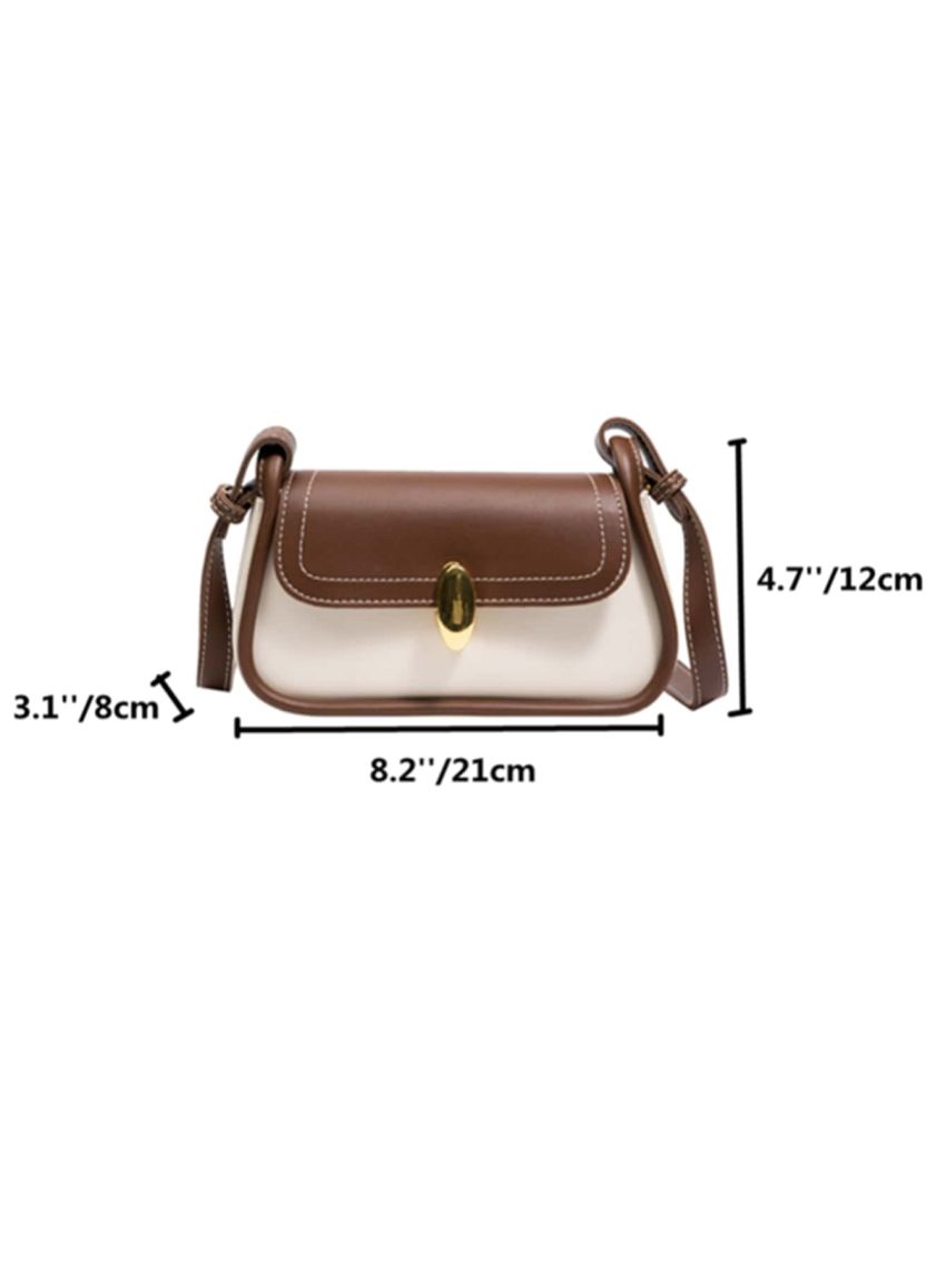 Colorblock Metal Decor Saddle Bag