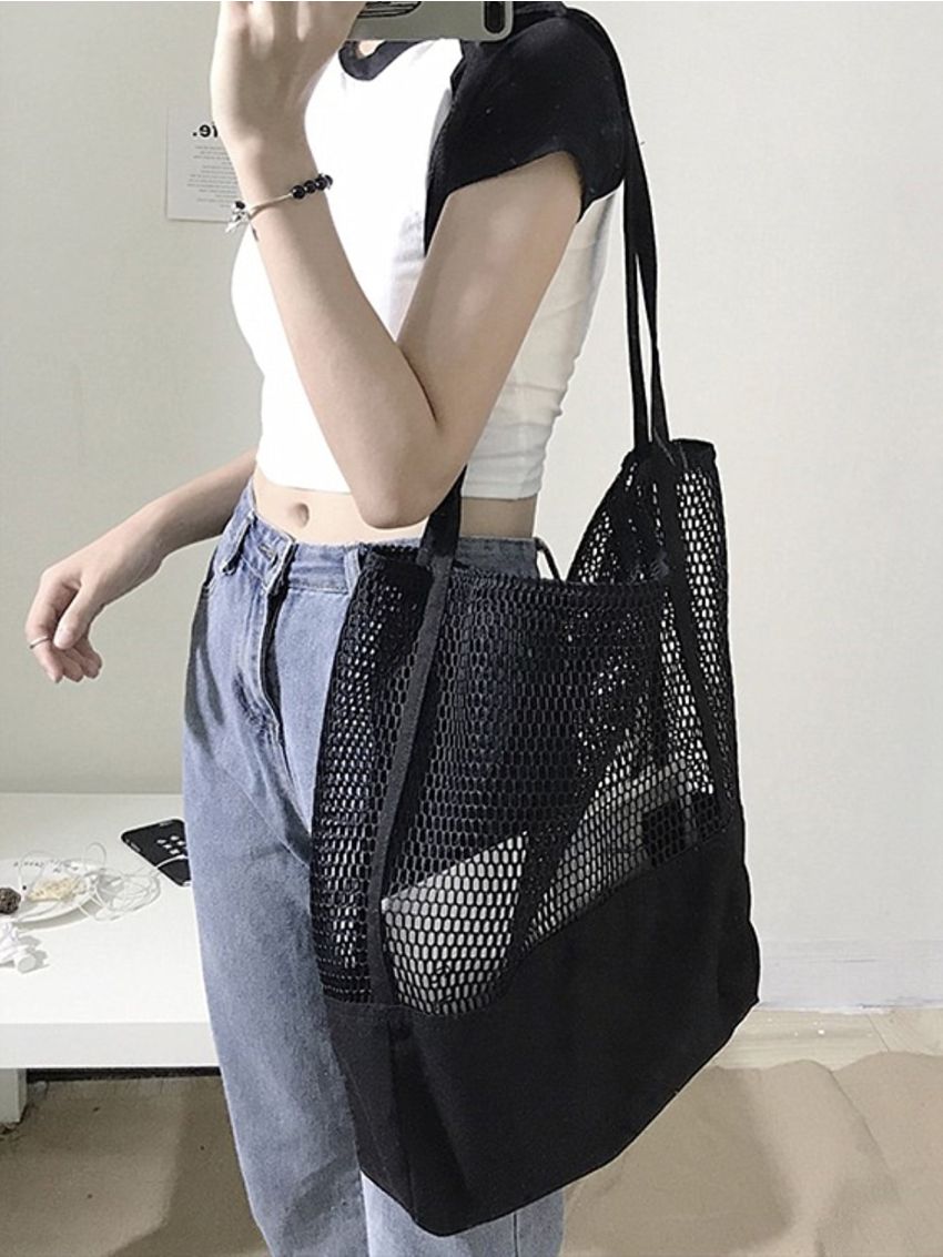 Minimalist Hollow Out Design Shoulder Tote Bag