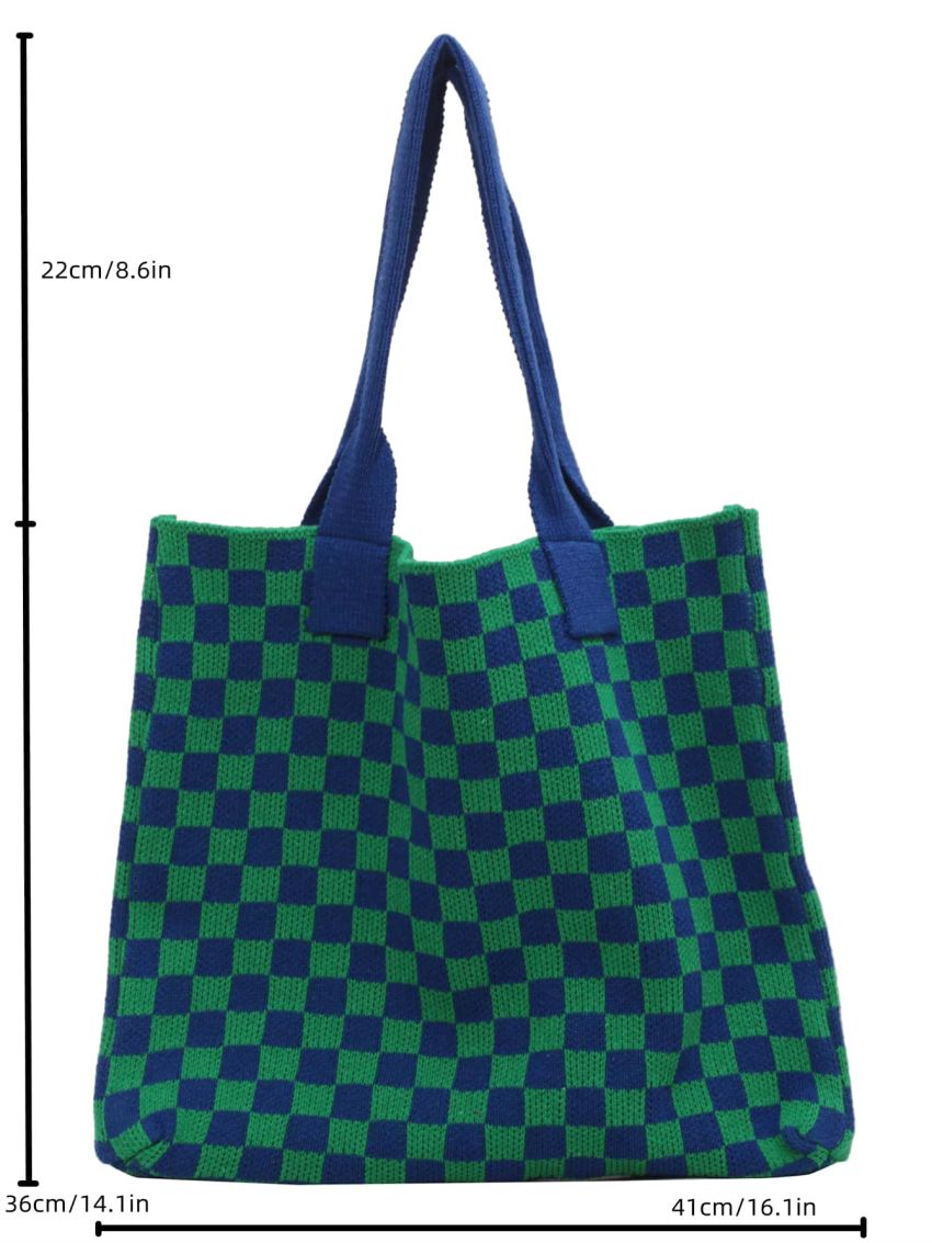 Checkered Large Capacity Crochet Bag