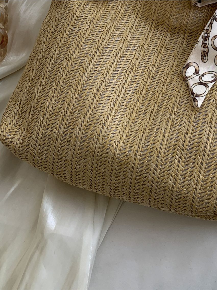 Twilly Scarf Decor Straw Bag