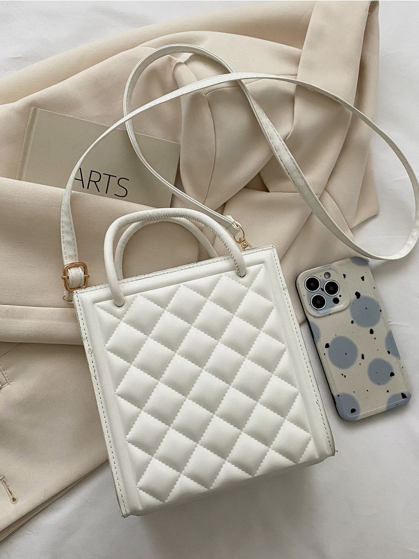 Quilted Double Handle Square Bag
