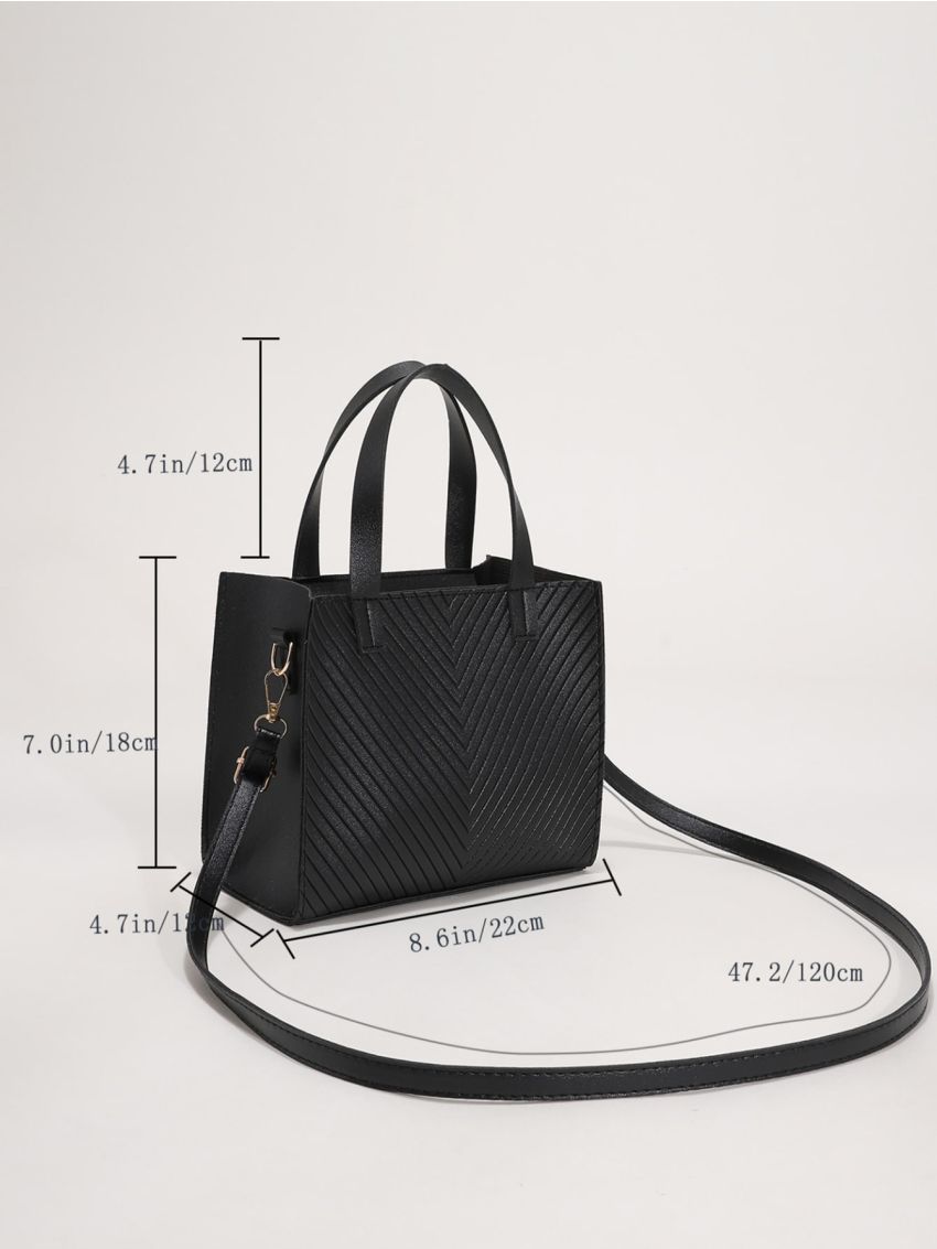 Chevron Double Handle Square Bag