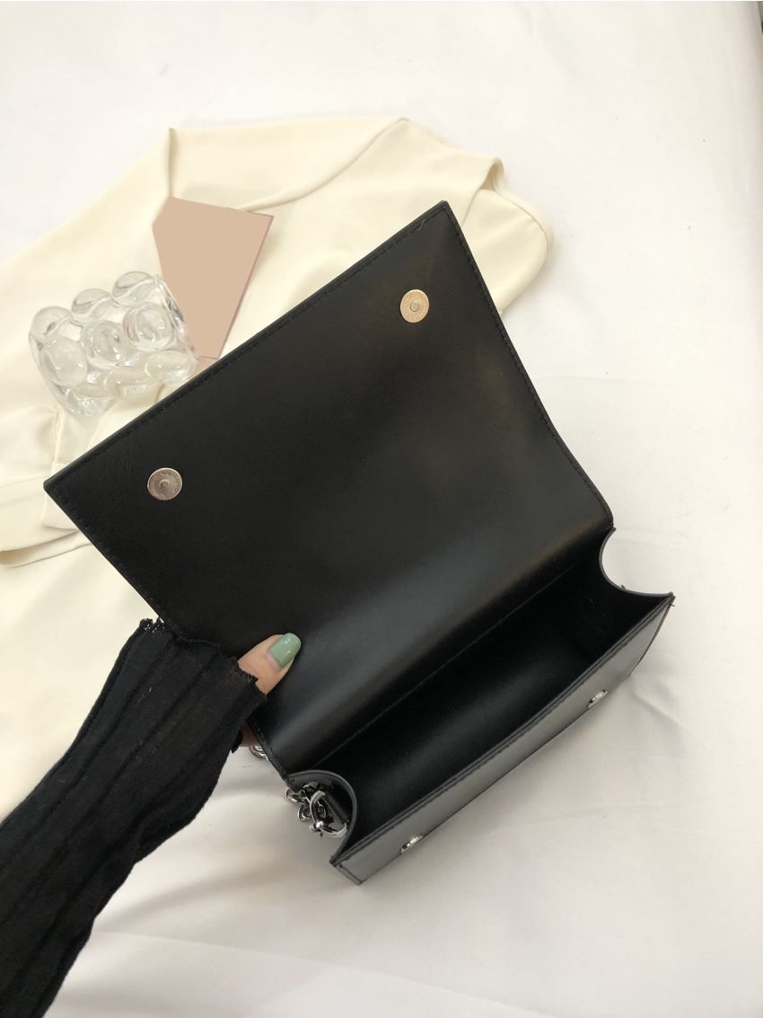 Mini Geometric Embossed Chain Flap Square Bag