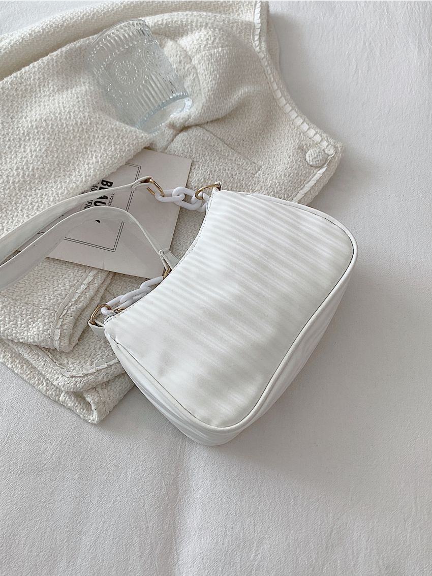 Butterfly & Chain Decor Baguette Bag