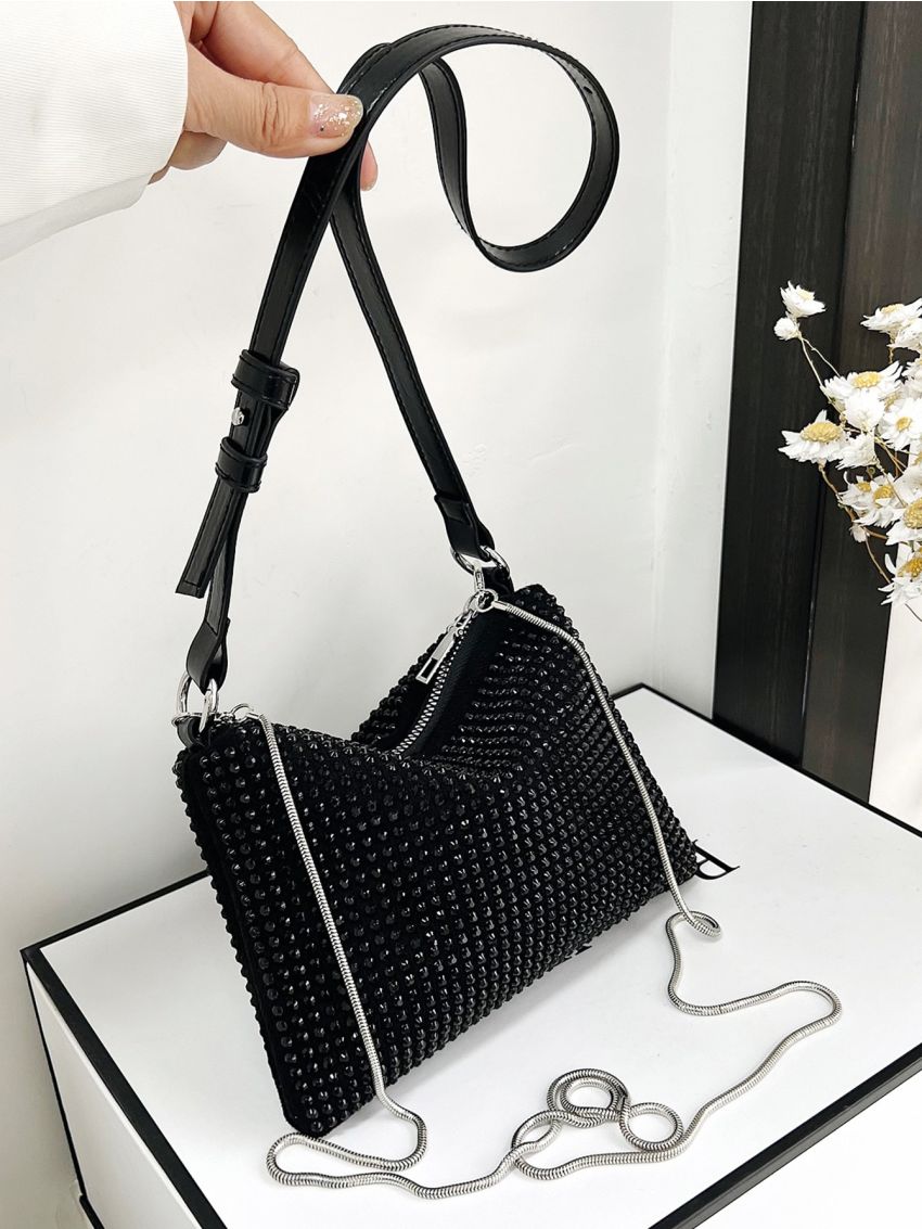 Mini Rhinestone Decor Square Bag