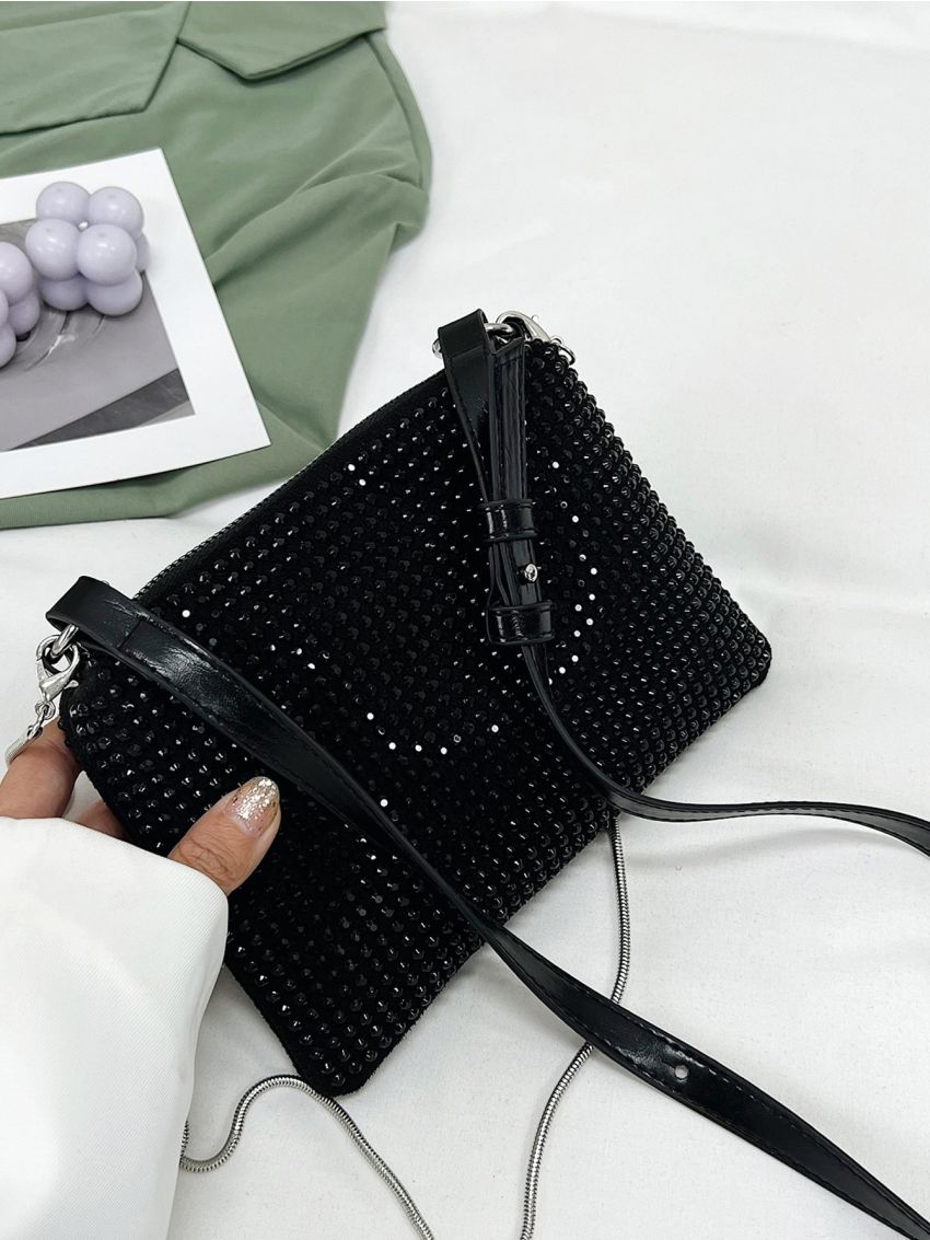 Mini Rhinestone Decor Square Bag