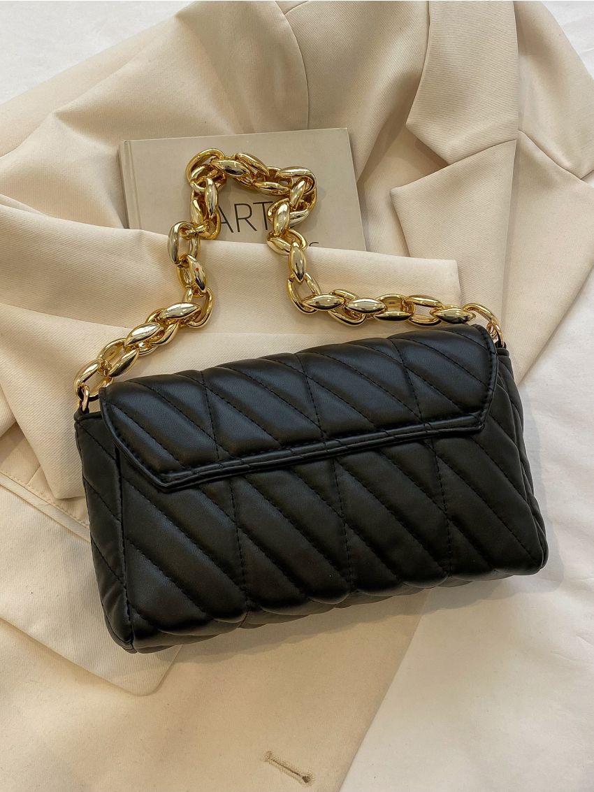 Quilted Flap Chain Square Bag