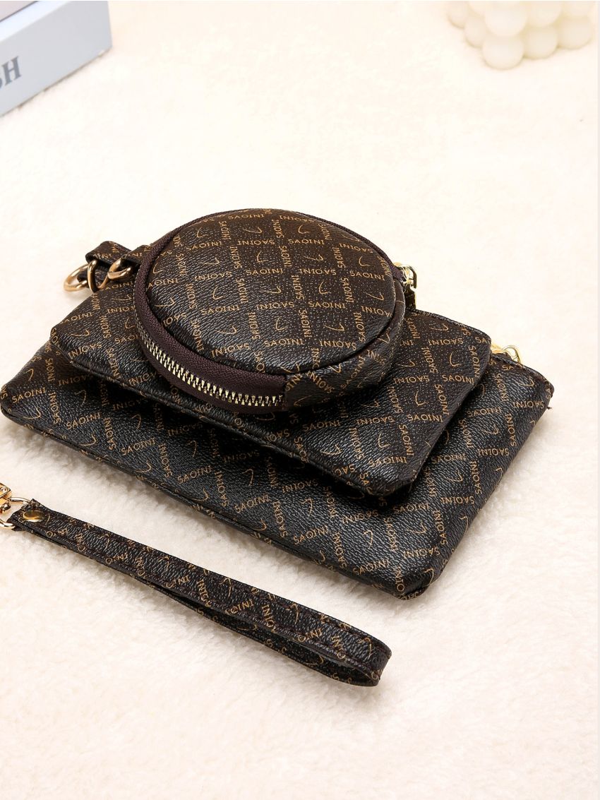 3pcs Letter Graphic Purse Set