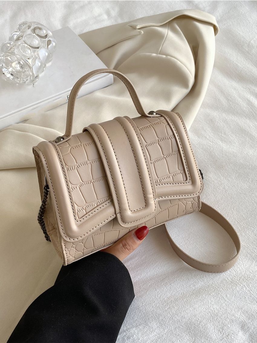 Mini Crocodile Embossed Flap Square Bag