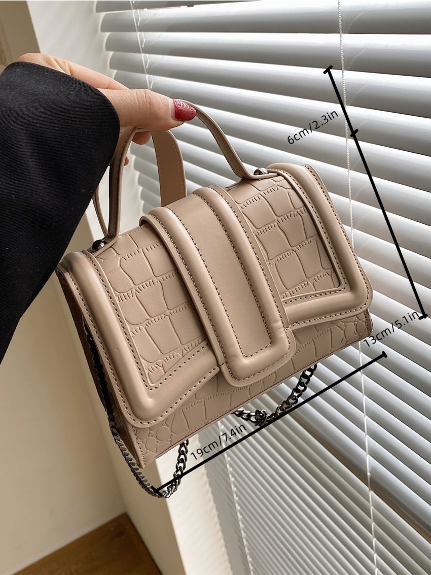 Mini Crocodile Embossed Flap Square Bag