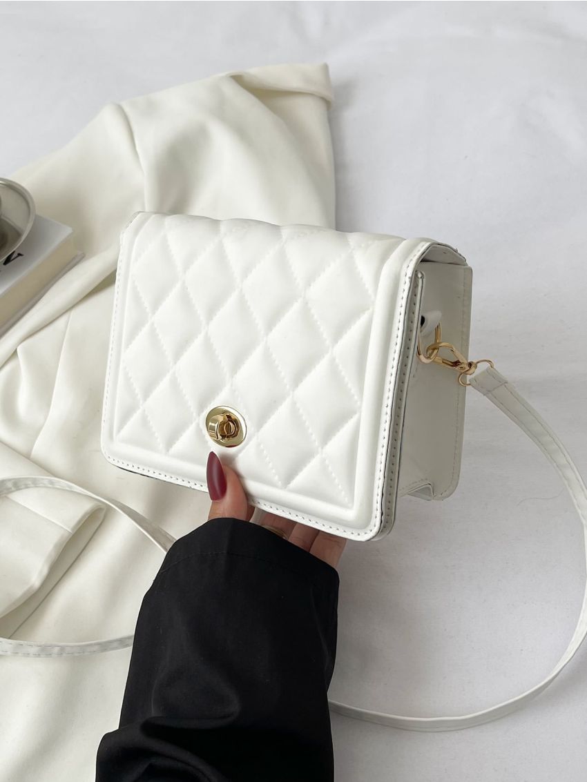 Quilted Twist Lock Square Bag