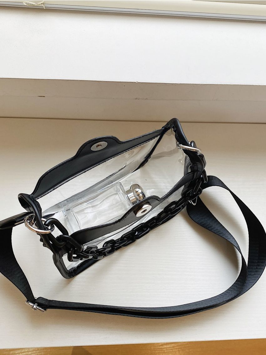 Mini Clear Snap Button Square Bag