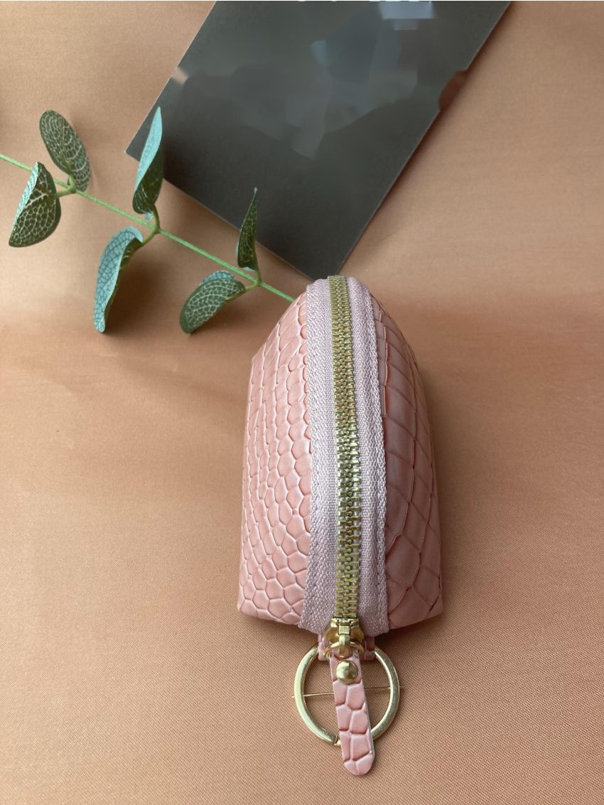 Crocodile Embossed Zipper Around Coin Purse