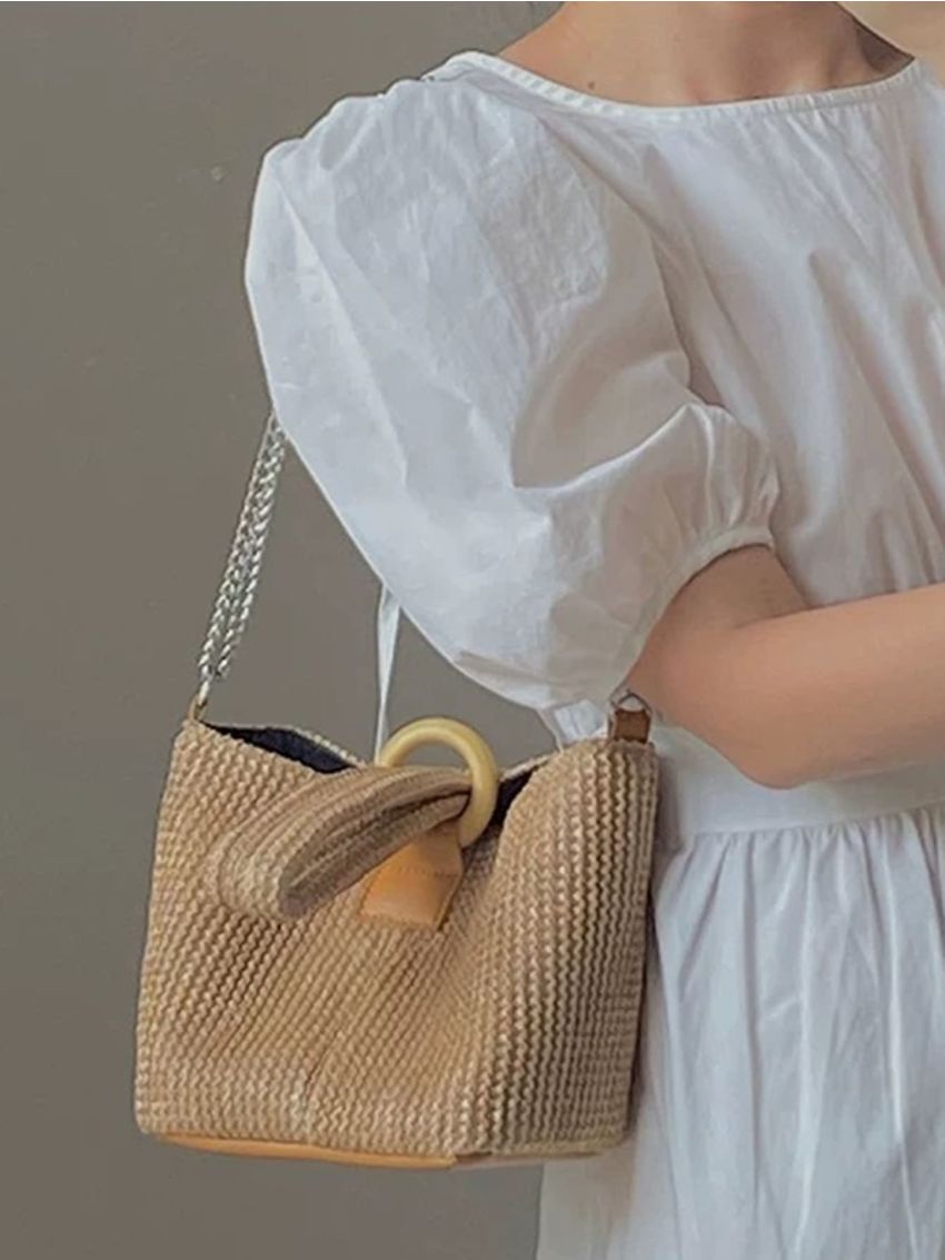 Minimalist Chain Straw Bag