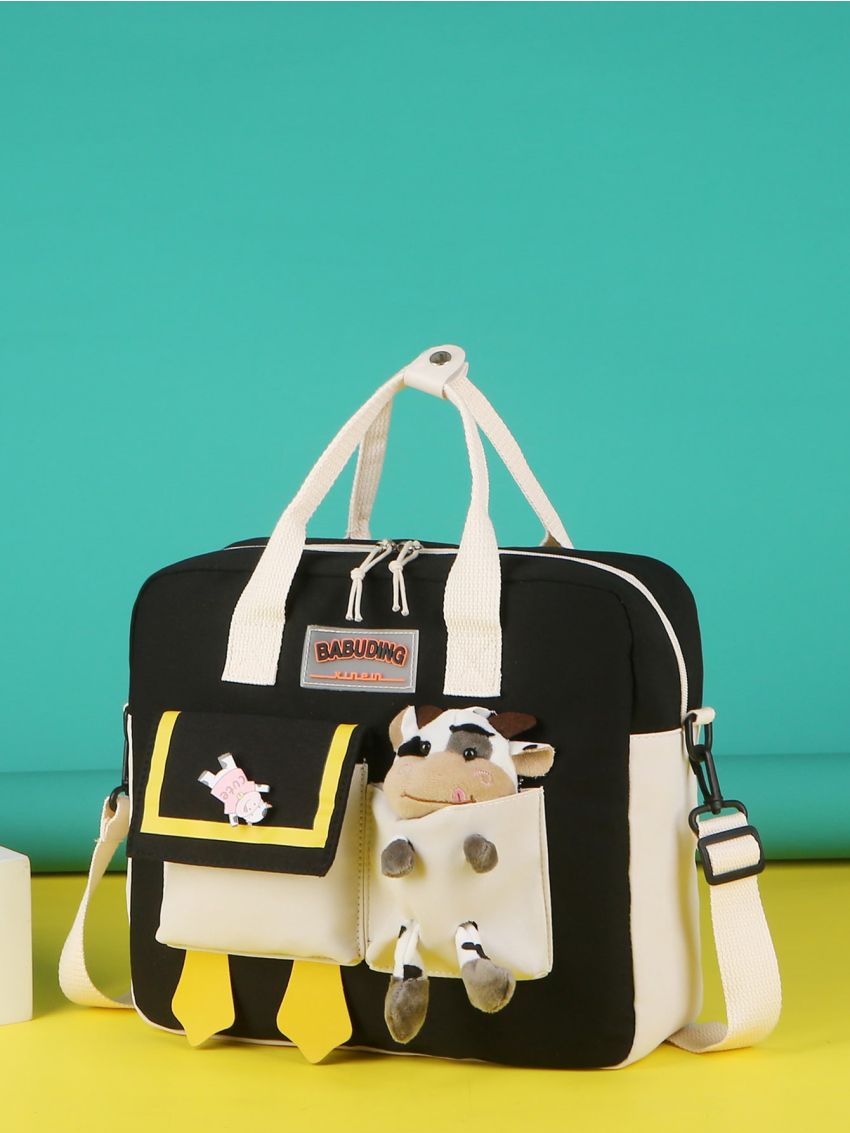 Letter Graphic Cartoon Decor Functional Backpack