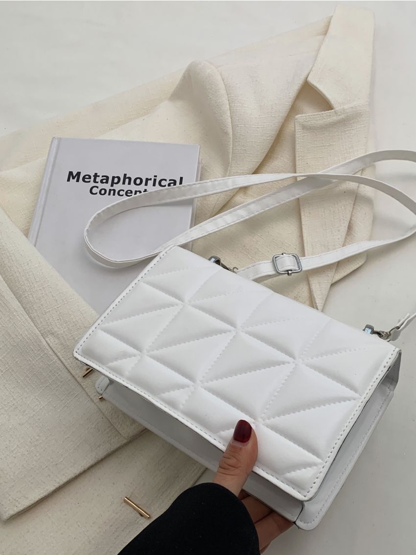 Quilted Chain Decor Flap Square Bag With Coin Purse